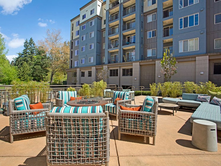 Pool Deck with Fire Pit | Apartments For Rent In Shoreline WA | Echo Lake